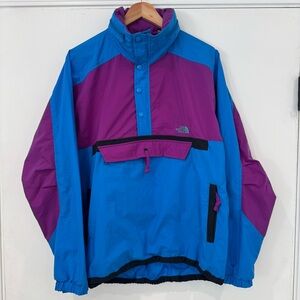 VTG North Face Windbreaker Jacket Mens M Anorak Pullover Colorblock 90s Logo